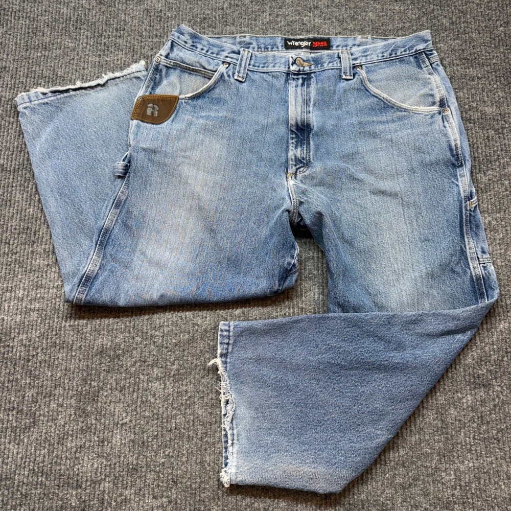 Wrangler Riggs Carpenter Jeans Mens 40x26 Relaxed Fit Light Wash Workwear